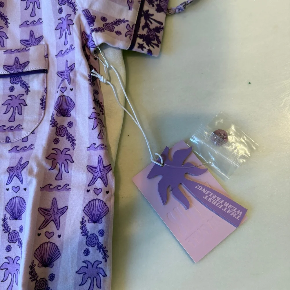 BRAND NEW Pink Palm Puff Pajamas in Twilight - Picture 6 of 11